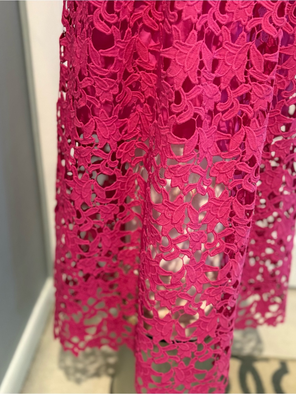 ENDLESS ROSE Women's Fuchsia Lace Midi Dress with Spaghetti Straps S/L - Picture 4 of 4